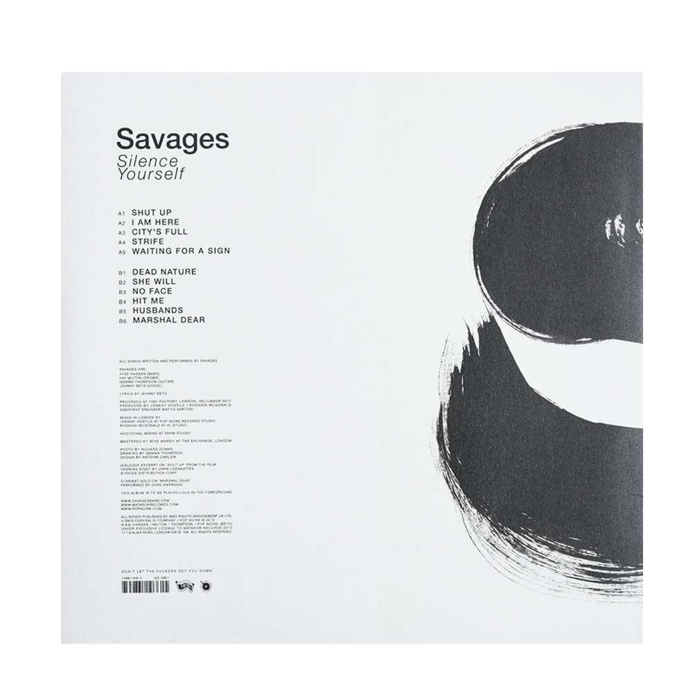Silence Yourself LP - Back Cover